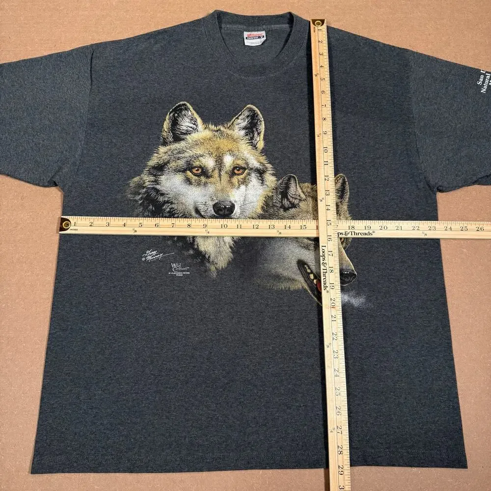 Vintage 2000 Wild Cotton Wolf T Shirt XL Gray San Diego Natural History Museum